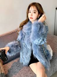 Korea Women Faux Fox Fur Coat Warm