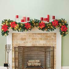 9 Ft Led Lighted Red Poinsettia Garland
