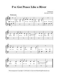 The majority of the compositions i have listed come from the western classical genre of music although there are many other pieces from the world of film, tv and popular music that will be easily accessible to beginner pianists. I Ve Got Peace Like A River Easy Christian Hymn Piano Sheet Music With Lyrics Hymn Sheet Music Learn Piano Blues Piano