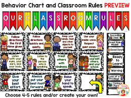 Behavior Chart And Classroom Rules Black And White Theme
