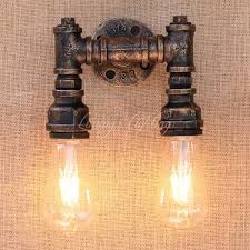 Us 43 32 6 Off Retro Vintage Steampunk Water Pipe Wall Light With Edison Bulb Led Bulb Lights For Bedroom Bathroom Living Room Bar Cafe In Wall