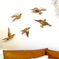 Brown 3d Flying Birds Metal Wall Art
