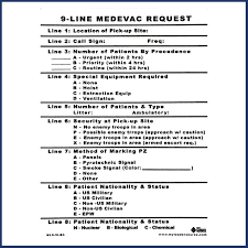9 line medevac request card my leader