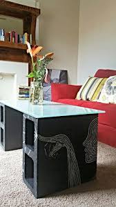 Painted Cinderblock Coffee Table With A