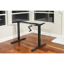 rectangular black standing desk with