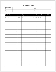 Task Sign Off Sheets For Ms Word Word Excel Templates