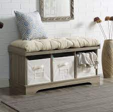 While you're browsing our trendy selection of farmhouse benches, use our filter options to discover all the benches colors, sizes, materials, styles, and more we have to offer. 42 Transitional Modern Farmhouse Wood Entryway Storage Bench W Cushion Totes In Gray Wash Walker Edison B42stcgw