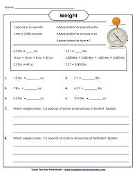 Measuring Weight Pounds And Ounces Worksheets