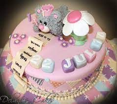 Delana S Cakes Girly Teddy Birthday Cake gambar png