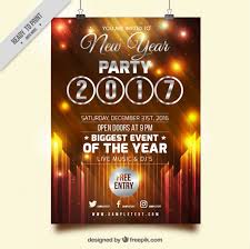 Golden New Year 2017 Poster Vector Free Download