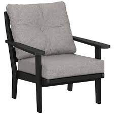 polywood lakeside deep seating chair black grey mist