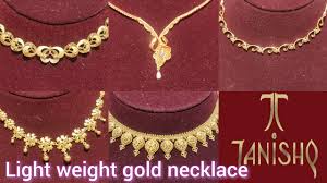 tanishq light weight gold necklace set