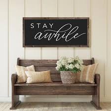 Stay Awhile Wood Sign Entryway Sign