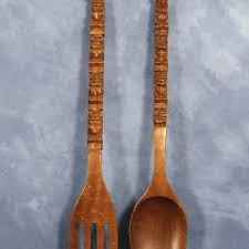 Tiki Fork And Spoon Kitsch Wooden Wall