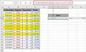 multiple criteria in sumif function excel