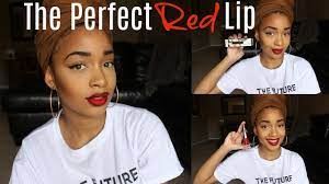 red lip tutorial for darker skin tones
