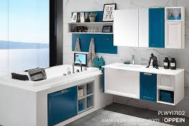 Transitional Blue Lacquer Bathroom