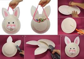 diy easter bunny basket from paper plate