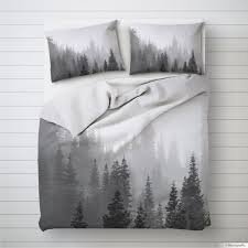 white bedroom decor of pine trees