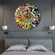 Tempered Glass Wall Art Stained Round
