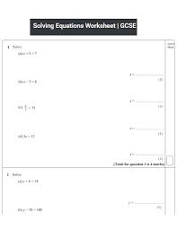 Sample Solving Equations Worksheet