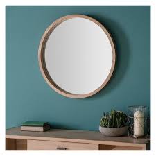 round wooden wall mirror 70cm