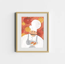 Italian Chef Poster Food Wall Art Fat