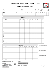E Z Baseball Stat Sheet Fill Online Printable Fillable