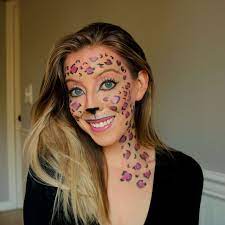 pink halloween leopard makeup tutorial