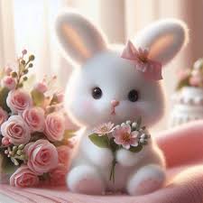 dp pic cute bunny holding flowers