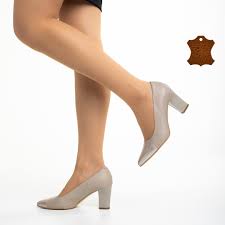 Pantofi dama bej din piele naturala Citra - Kalapod