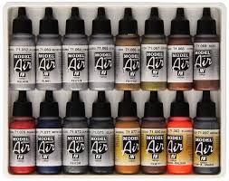 Vallejo Model Air Metallic Effects Acrylic Paint Set For Air Brush Assorted Colours Pack Of 16