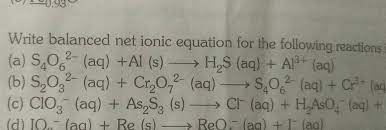Write Balanced Net Ionic Equation For