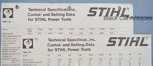 Details About Lot 2 1985 Stihl Power Tools Technical Specification Control Setting Data Charts