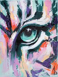 Tiger Eye Green Painting By Mari Dein