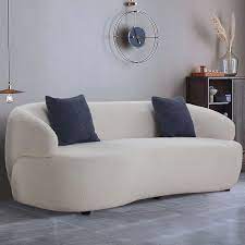 mid century modern fabric curved sofa