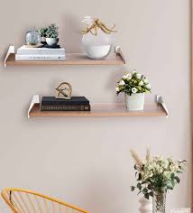 White Wood Metal Wall Shelf Set