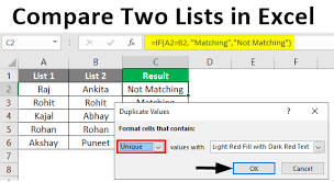 compare two lists in excel how to