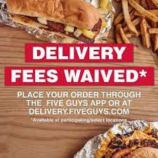 free delivery fees at five guys