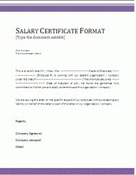 Salary Certificate Format Template