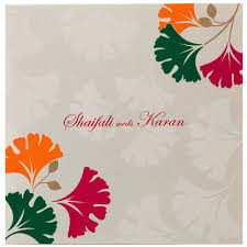 indian wedding invitation in ivory with