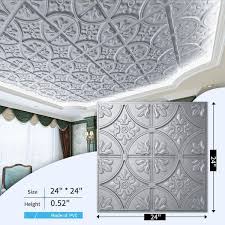 art3dwallpanels silver 2 ft x 2 ft pvc decorative drop in lay in ceiling tile 48sq ft case