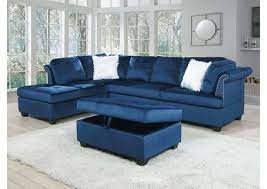 Cyrena 118 Wide Velvet Reversible Sofa Chaise With Ottoman Rosdorf Park Fabric Navy Blue Velvet