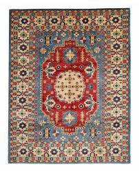bold blue kazak carpet handwoven