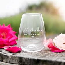 Engraved Wedding Stemless Wine Glasses
