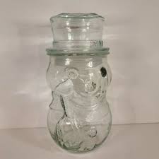 Vintage Libbey Glass Clear Snowman Jar