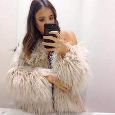 Women Luxur Fluffy Faux Fur Coat Jacket