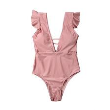 Mommy And Me One Piece Swimsuit Ruffle Solid Color Bathing Suit Family Matching Swimwear