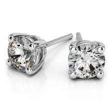 round diamond stud earrings in white