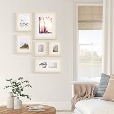 Instapoints 6 Piece Gallery Wall Picture Frame Set In Multiple Sizes With Decorative Art Prints Hanging Template Size Multi Size